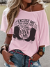 T-shirts Femmes Décontracté Été Far West Coton Ample Manches Courtes Régulier Droit Régulier