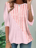 T-shirts Géométrique Simple Été Polyester Micro-élasticité Col Rond Régulier Trapèze Régulier pour Femmes
