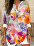 Blouses Femmes Décontracté Floral Printemps / Automne Polyester Micro-élasticité Vacances Manches Longues Régulier Trapèze
