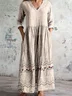 Femmes Floral Abricot Col V Confortable Robe Maxi Décontracté