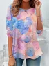 T-shirts Femmes Décontracté Floral Printemps / Automne Aucune élasticité Quotidien Ample Jersey Manches Longues Non