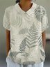 Blouses Simple Été Plantes Coton Quotidien Col Châle Régulier Droit Régulier pour Femmes