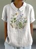 Blouses Simple Floral Été Polyester Aucune élasticité Ample Demi Manche Col Châle Régulier pour Femmes