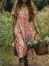 Femmes Floral Comme Image Col V Confortable Robe Maxi Décontracté