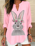 Blouses Femmes Décontracté Printemps / Automne PÂQUES (lapin) Col V Aucune élasticité Quotidien Ample en Mélangé de Coton Régulier