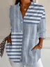 Chemises Géométrique Décontracté Printemps / Automne Polyester Quotidien Ample Droit Régulier Col de Chemise pour Femmes