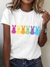 T-shirts Décontracté Été PÂQUES (lapin) Coton Micro-élasticité Vacances Régulier Droit Régulier pour Femmes