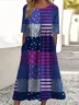 Femmes Géométrique Bleu violet Col Rond Confortable Robe Maxi Décontracté