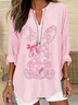 Blouses Femmes Décontracté Printemps / Automne PÂQUES (lapin) Col V Aucune élasticité Quotidien Manches Longues Trapèze Régulier