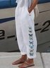 Pantalons Femmes Boho Printemps / Automne Papillon Coton Micro-élasticité Vacances Pantalon droit Long Régulier