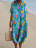 Femmes Floral Vert Col Rond Confortable Robe Maxi Décontracté