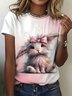 T-shirts Femmes Décontracté Été PÂQUES (lapin) Micro-élasticité Vacances Ample Jersey Manches Courtes Droit
