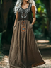 Femmes Ethnique Géométrie Comme Image Col V Confortable Robe Maxi Rétro