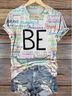 T-shirts Femmes Décontracté La peinture Été Coton Col V Micro-élasticité Manches Courtes Régulier Régulier