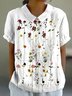 Blouses Simple Floral Été Quotidien Demi Manche Col Châle Régulier Droit Régulier pour Femmes