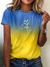 T-shirts Décontracté Floral Été Polyester Micro-élasticité Quotidien Col Rond Régulier Trapèze pour Femmes