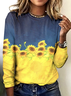 T-shirts Décontracté Floral Printemps / Automne Micro-élasticité Quotidien Coupe Régulière Manches Longues Régulier Trapèze pour Femmes