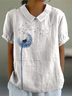 Blouses Simple Été Pissenlit Polyester Aucune élasticité Col Châle Régulier Droit Régulier pour Femmes