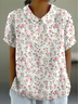 Blouses Décontracté Floral Été Polyester Aucune élasticité Demi Manche Régulier Droit Régulier pour Femmes