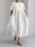 Femmes Floral Blanc Col Rond Confortable Robe Maxi Décontracté