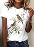 T-shirts Femmes Décontracté Floral Été Coton Micro-élasticité Coupe Régulière Manches Courtes Trapèze Régulier