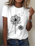 T-shirts Décontracté Floral Été Imprimé Micro-élasticité Col Rond Régulier Droit Régulier pour Femmes