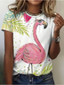 T-shirts Décontracté Flamant Printemps / Automne Polyester Quotidien Coupe Régulière Manches Longues Trapèze Régulier pour Femmes