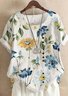 Blouses Décontracté Floral Été Coton Aucune élasticité Coupe Régulière Col Rond Régulier Droit pour Femmes