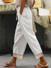 Pantalons Décontracté Plain Printemps / Automne Coton Naturel Micro-élasticité Quotidien Pantalon droit Régulier pour Femmes