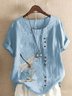 Blouses Simple Libellule Été Polyester Aucune élasticité Coupe Régulière Demi Manche Régulier Régulier pour Femmes