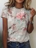 T-shirts Décontracté Imprimé d'Animal Été Micro-élasticité Quotidien Manches Courtes Régulier Trapèze Régulier pour Femmes