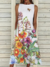 Femmes Floral Comme Image Col Rond Confortable Robe Maxi Décontracté