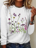 Blouses Décontracté Floral Printemps / Automne Ample Manches Longues Col Rond Régulier Droit Régulier pour Femmes