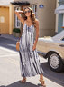 Femmes Abstrait Rayé Comme Image Col Rond Confortable Robe Maxi Décontracté