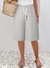 Pantalons Femmes Décontracté Plain Été Polyester Naturel Ample Pantalon droit Régulier Cinquième pantalon