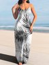 Femmes Floral Blanc à Bretelles Confortable Robe Maxi Décontracté