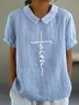 Blouses Femmes Simple Été Lettres de texte Aucune élasticité Quotidien Ample Demi Manche Col Châle Régulier