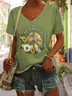 T-shirts Floral Décontracté Été Micro-élasticité Quotidien Coupe Régulière Manches Courtes Régulier Trapèze pour Femmes