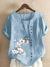 Blouses Femmes Décontracté Floral Été Polyester Domestique Coupe Régulière Col Rond Régulier Droit