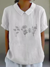Blouses Femmes Décontracté Été Marguerite Polyester Quotidien Demi Manche Col Châle Régulier Régulier