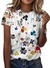 T-shirts Décontracté Floral Été Micro-élasticité Quotidien Coupe Régulière Col Rond Régulier Trapèze pour Femmes