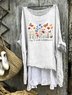 Femmes Floral Blanc Col Rond Confortable Robe Mi-Longue Décontracté