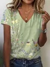 T-shirts Décontracté Floral Été Aucune élasticité Ample Manches Courtes Régulier Droit Régulier pour Femmes