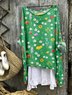 Femmes Floral Vert Col Rond Confortable Robe Mi-Longue Décontracté