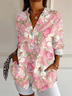 Chemises Décontracté Floral Printemps / Automne Polyester Micro-élasticité Sportif & De Plein Air Coupe Régulière Trapèze Col de Chemise pour Femmes