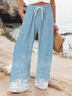 Pantalons Femmes Décontracté Imprimé graphique en faux denim Printemps / Automne Polyester Imprimé Naturel Micro-élasticité Long Droit