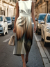 Femmes Rayé Comme Image Col Rond Confortable Robe Maxi Rétro