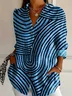 Chemises Rayé Décontracté Printemps / Automne Polyester Coupe Régulière Manches Longues Régulier Régulier Col de Chemise pour Femmes