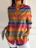 Chemises Rétro Ethnique Printemps / Automne Polyester Micro-élasticité Quotidien Coupe Régulière Régulier Col de Chemise pour Femmes