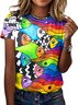 T-shirts Femmes Décontracté Imprimé d'Animal Été Micro-élasticité Quotidien Col Rond Régulier Trapèze Régulier
